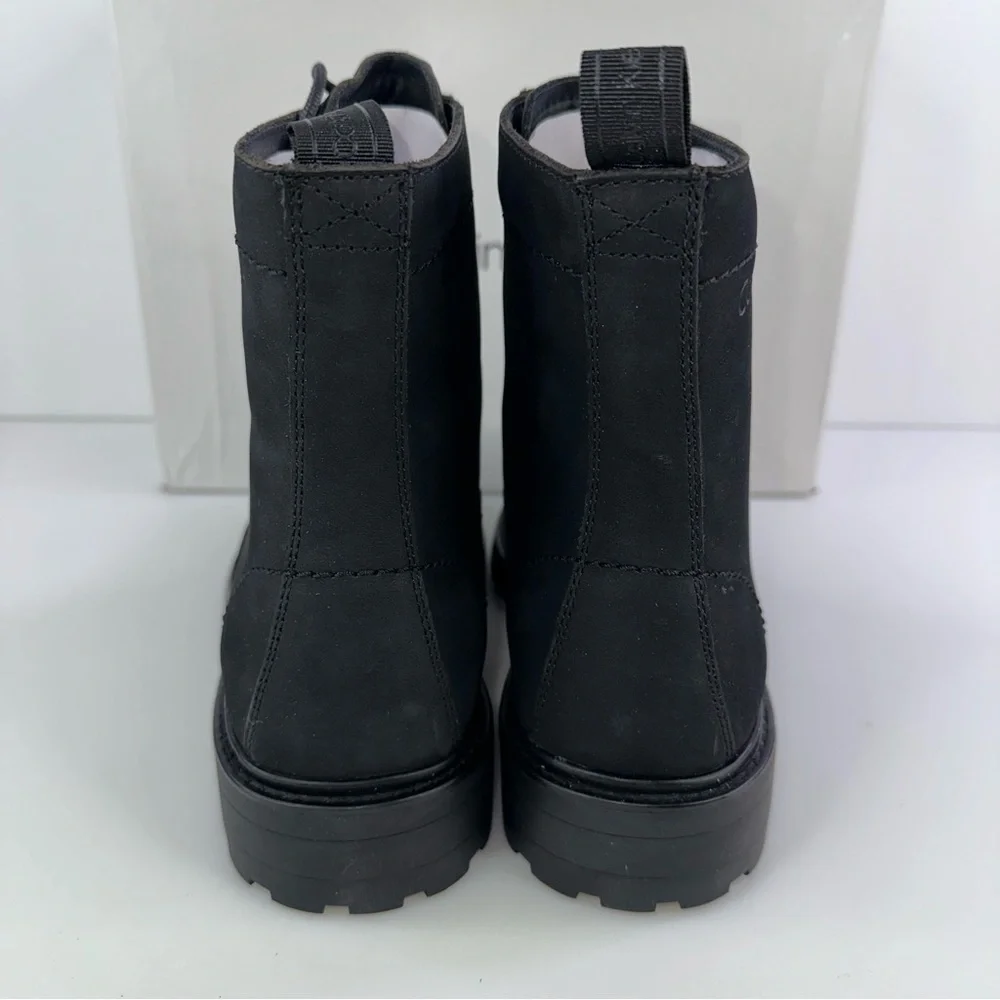 CALVIN KLEIN Mens Black Pull Tab Lorenzo Round Toe Block Heel Leather Boots